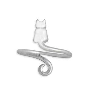 Artisan Sterling Silver Cat Wrap Ring Adjustable